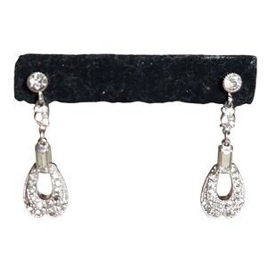 Vintage Silver Rhinestone Danglel Earrings